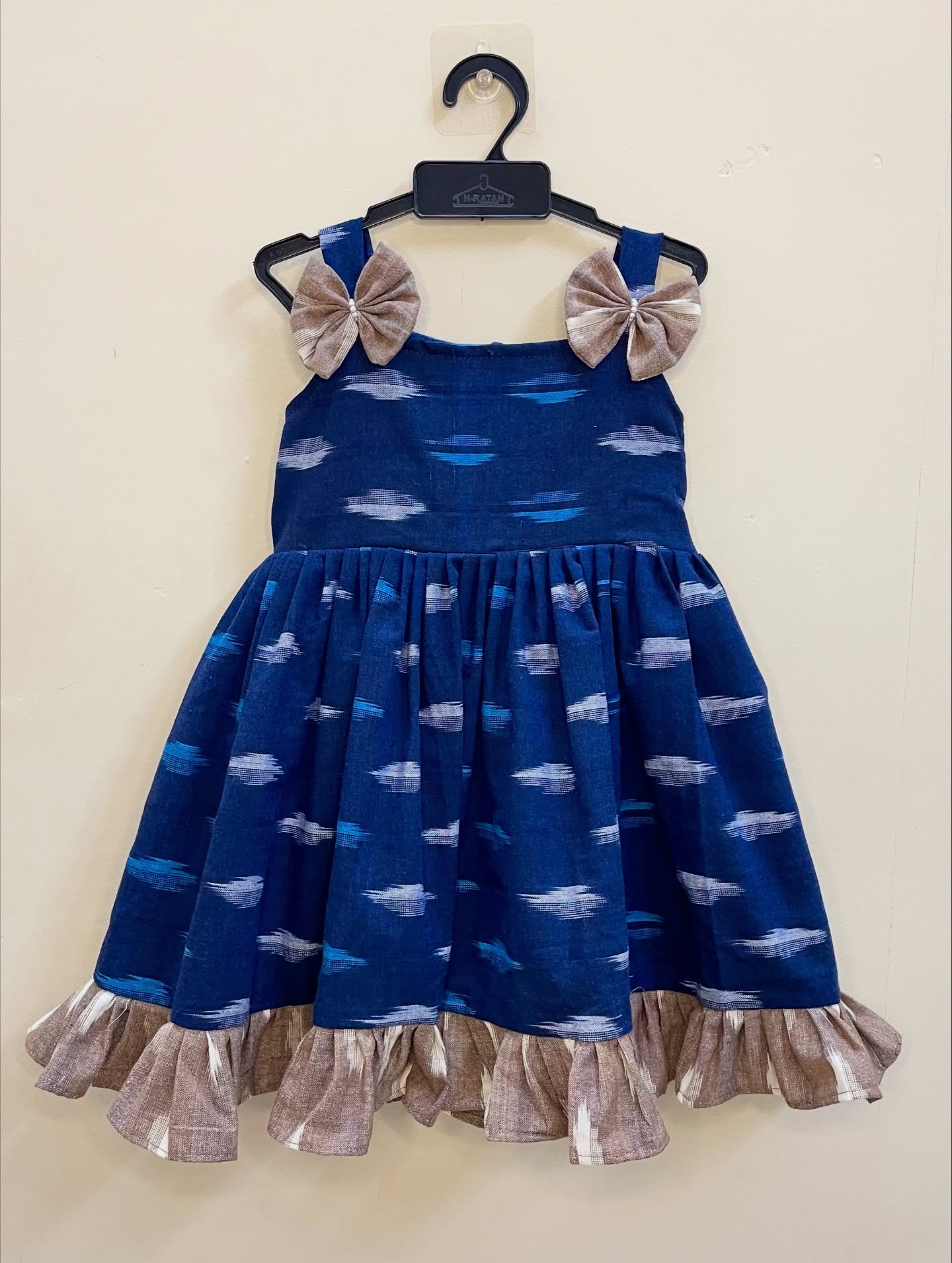 Blue and Grey Ikkat Cotton Frock