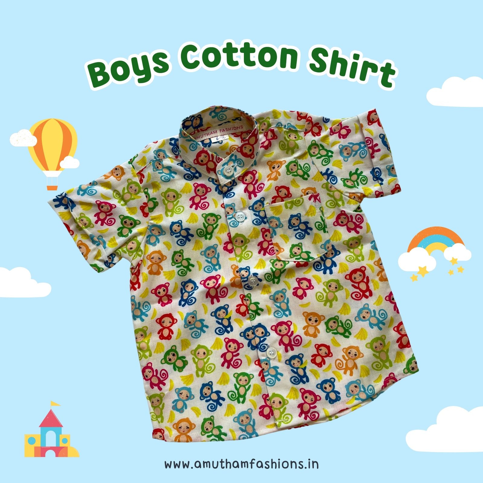 Super Comfortable and Stylish 100% Cotton Kids Shirt – Funny Monkey Print