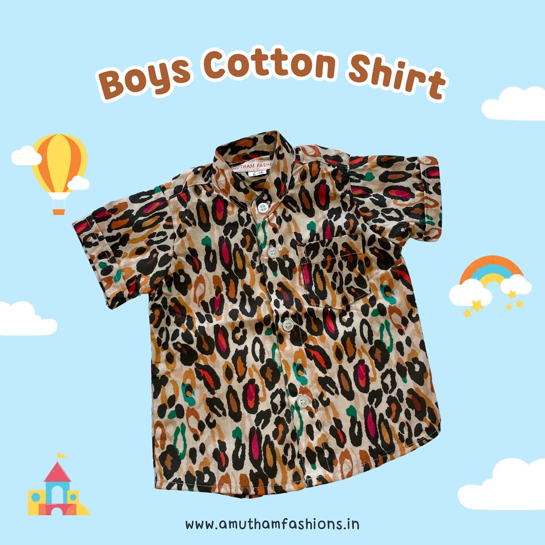 Super Comfortable and Stylish 100% Cotton Kids Shirt – Leopard Print