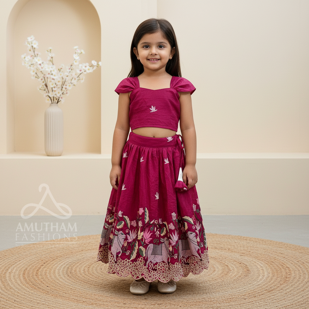 Royal Pink Embroidery Lehenga Set - Soft Organza Fabric