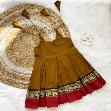 Yellow Narayanpet Cotton Frock