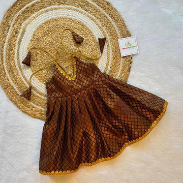 Coffee Brown Silk Frock