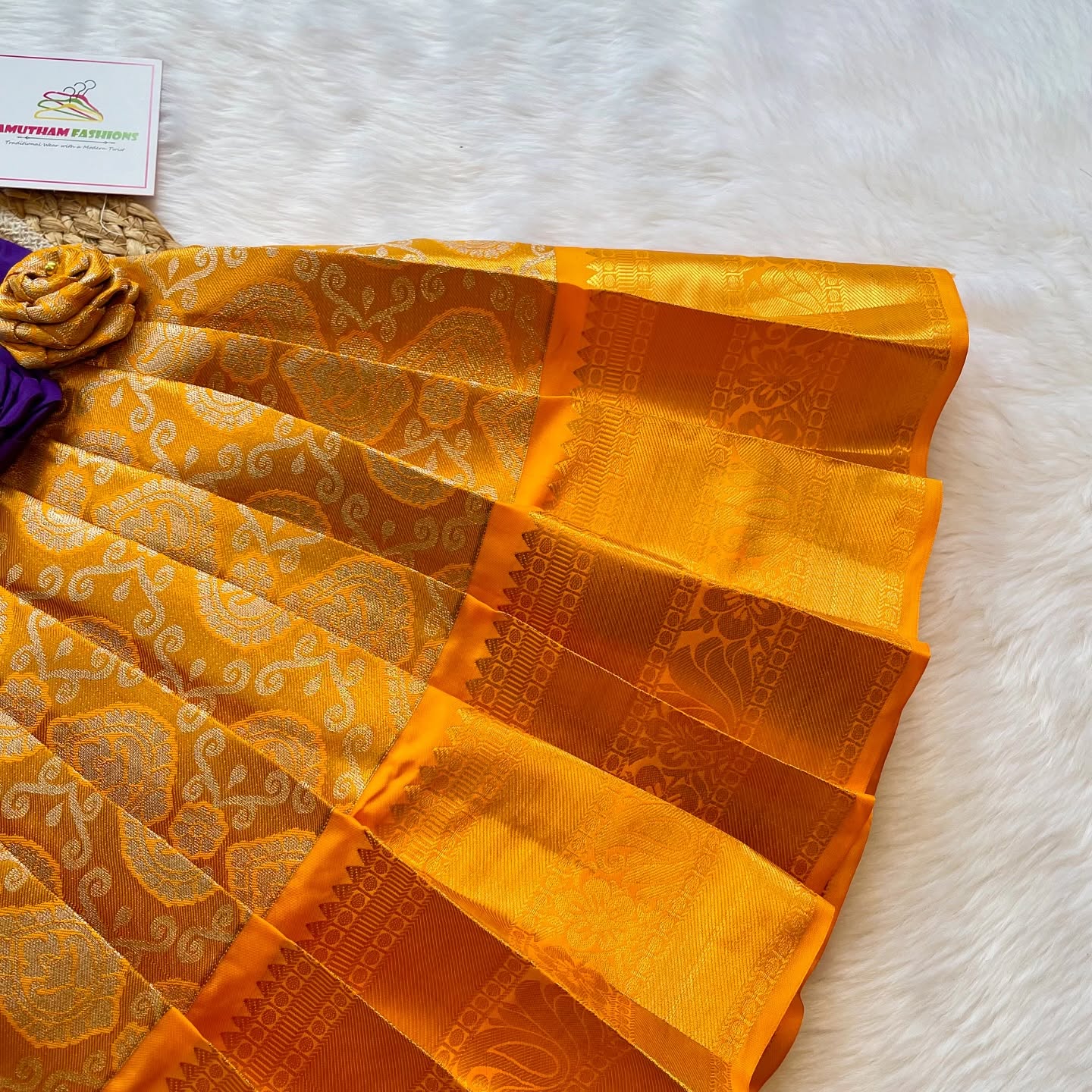 Voilet and Yellow Premium Kanchipattu Frock