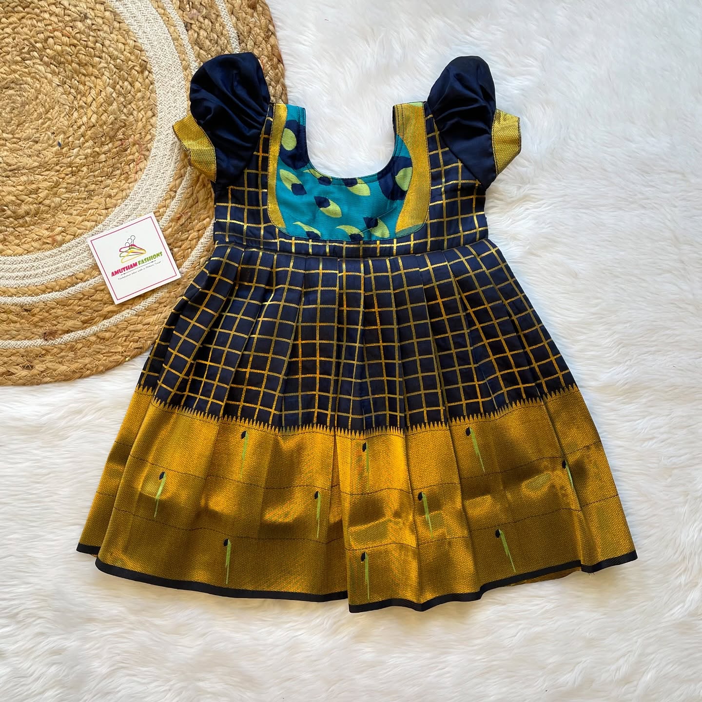 Dark Blue Paithani Frock