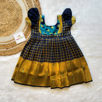 Dark Blue Paithani Frock