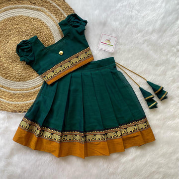 Green Color Narayanapet Cotton Paavadai and Sattai