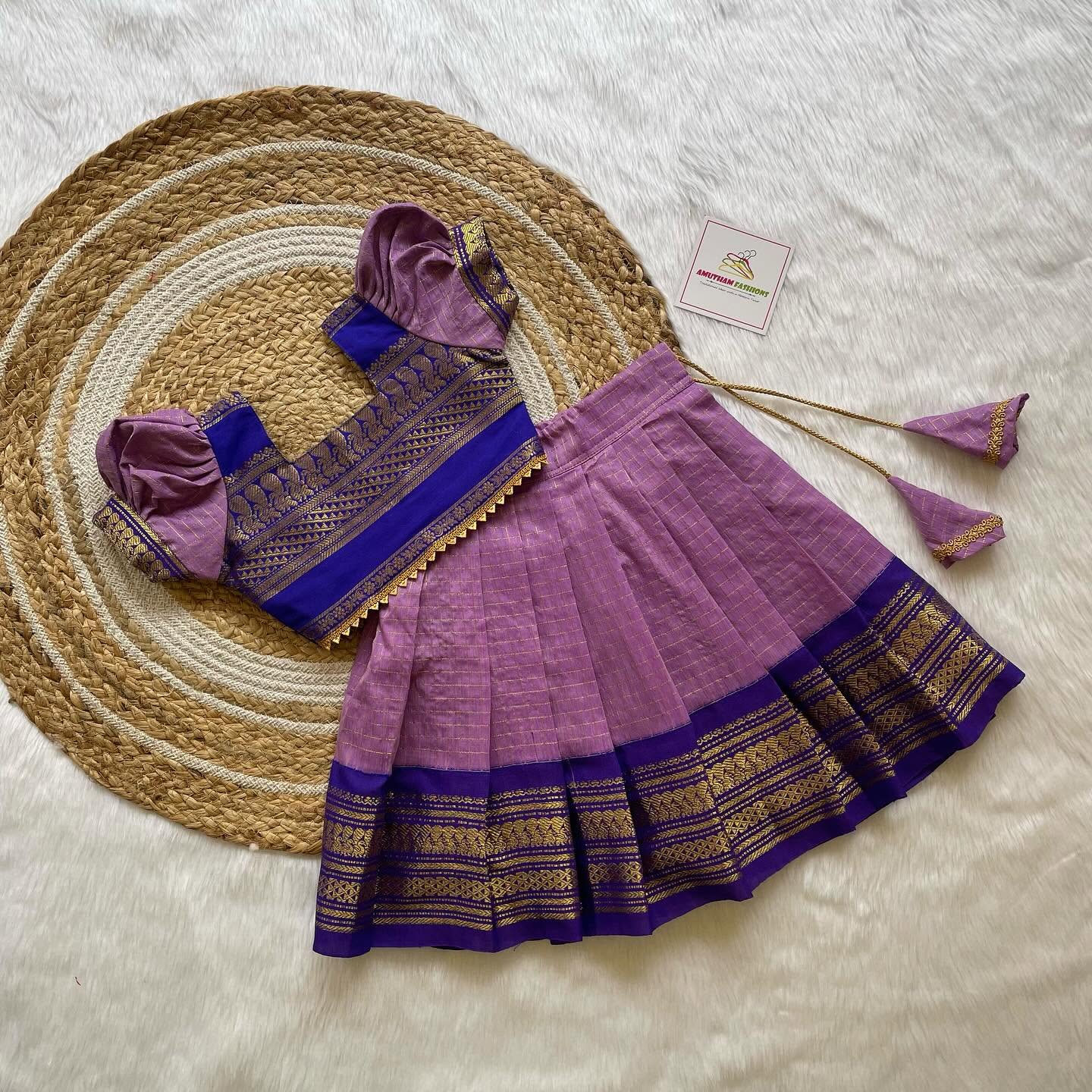 Lilac and Blue Silk Paavadai Sattai