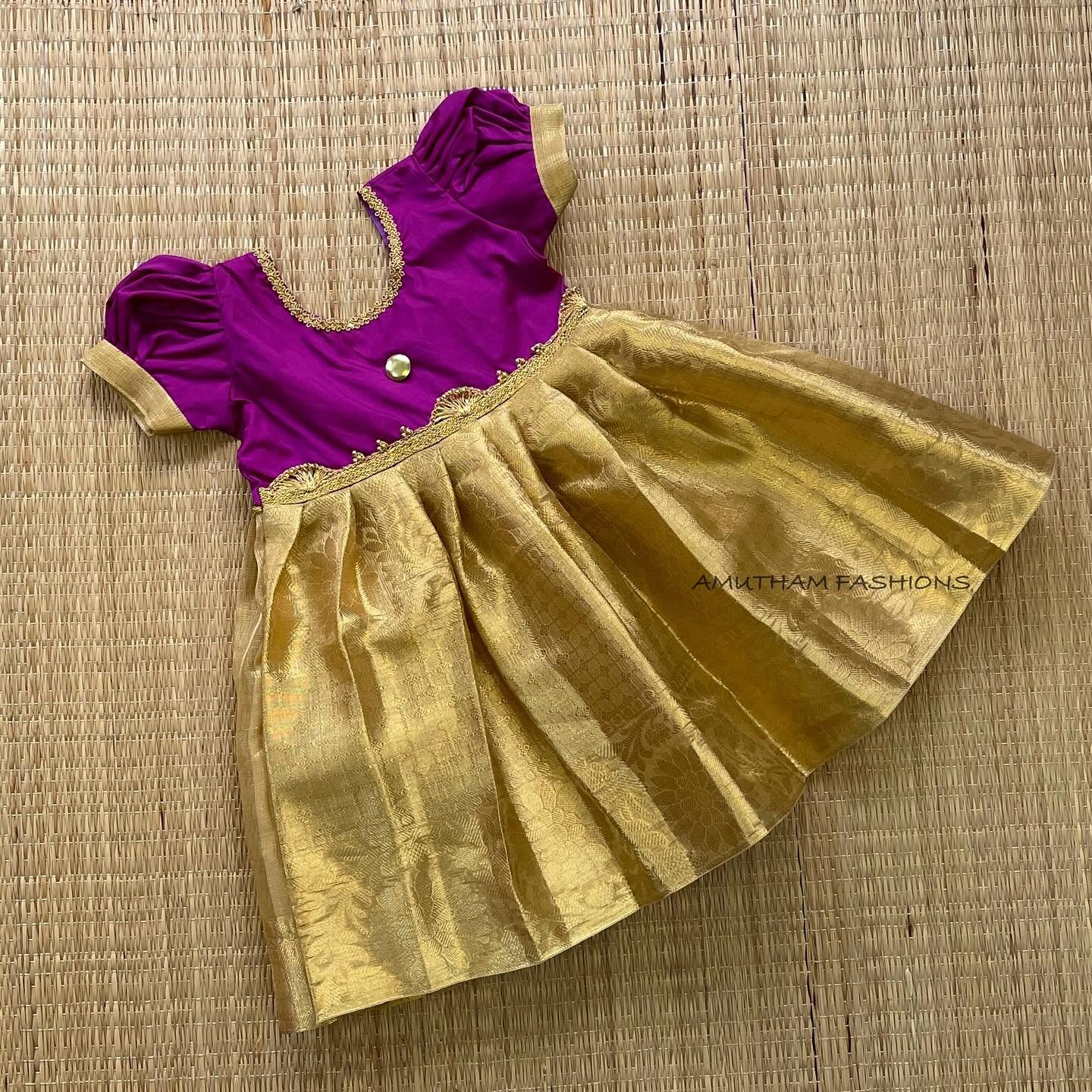 Magenta Pink Tissue Silk Frock