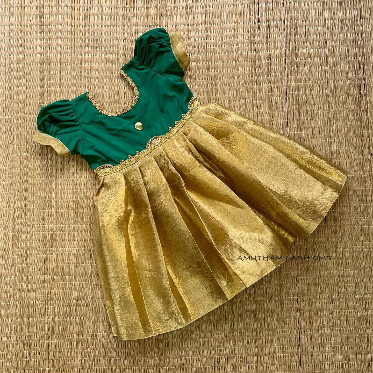 Dark Green Tissue Silk Frock