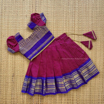 Magenta and Bluish Voilet Silk Paavadai Sattai