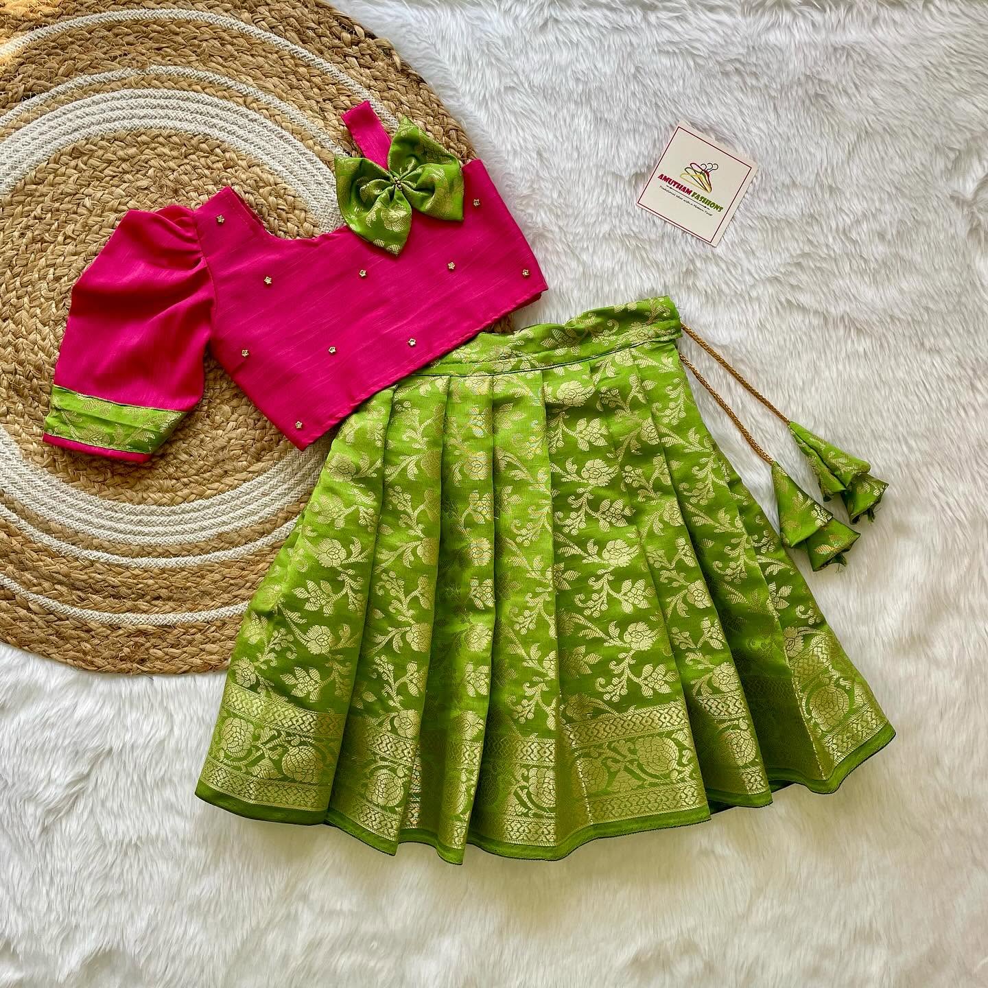 Green Skirt and Pink Top
