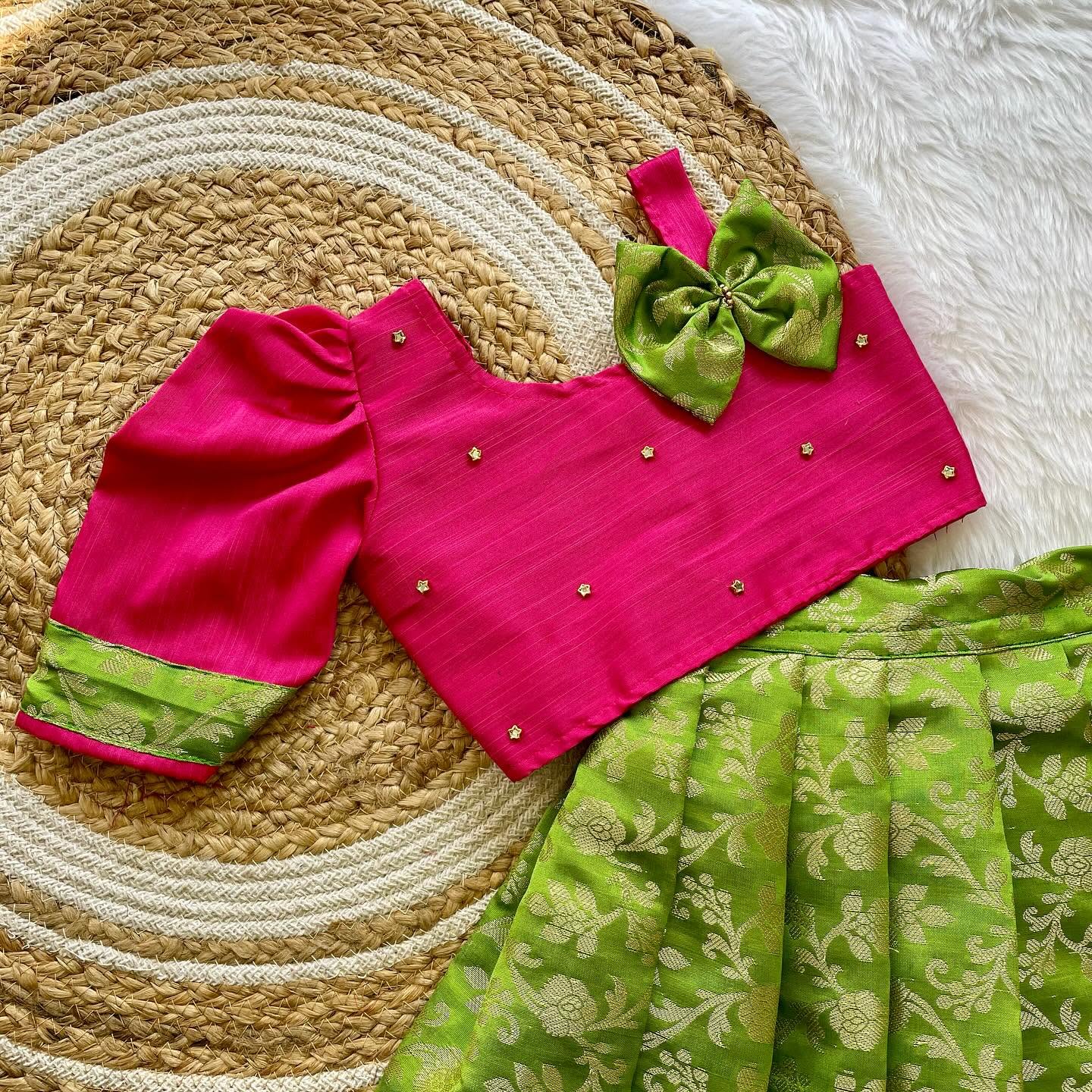 Green Skirt and Pink Top