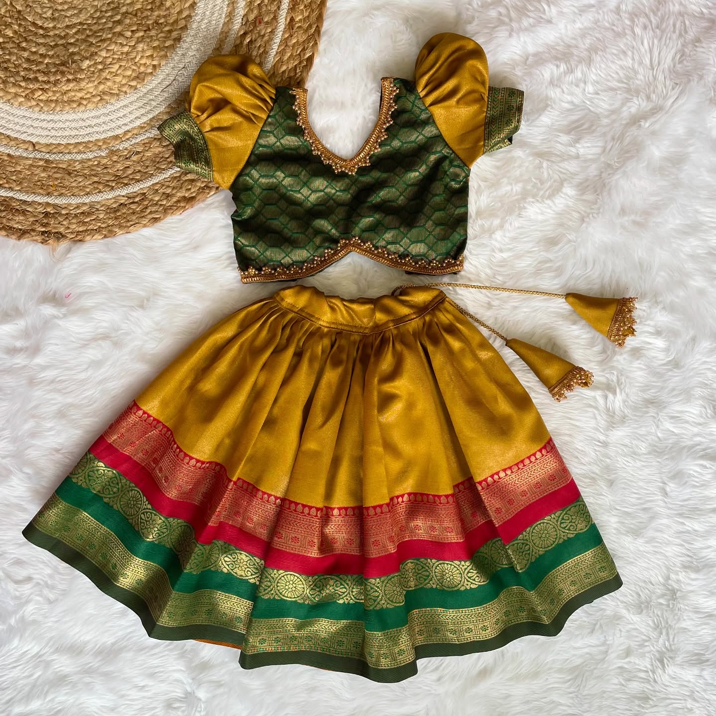 Yellow and Green Skirt and Top