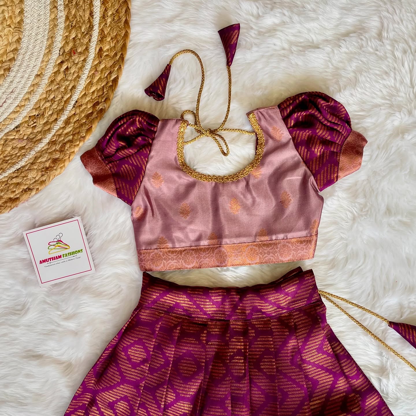 Lilac and Purple Silk Paavadai Sattai