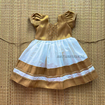 Off white and gold Kerala Frock