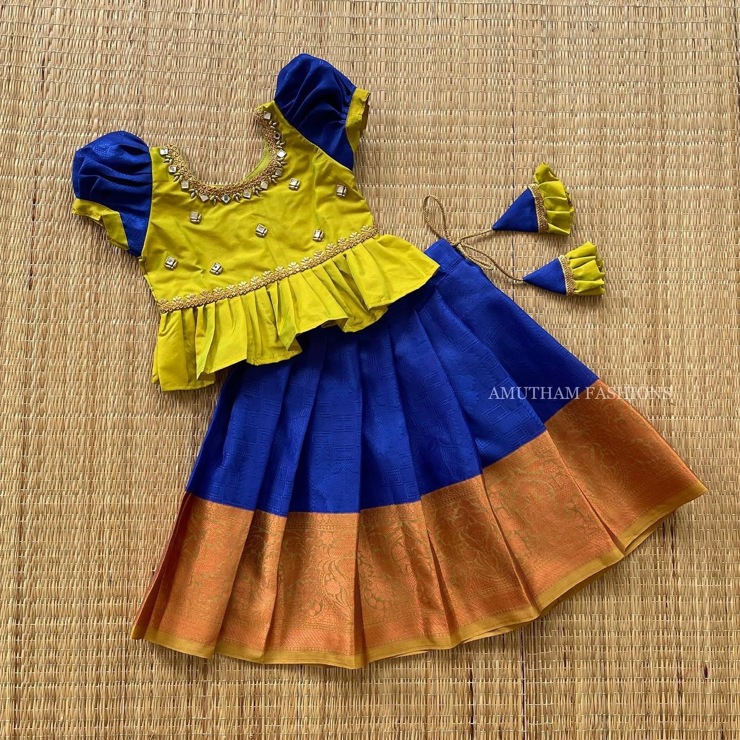 Green and Blue Silk Skirt Top