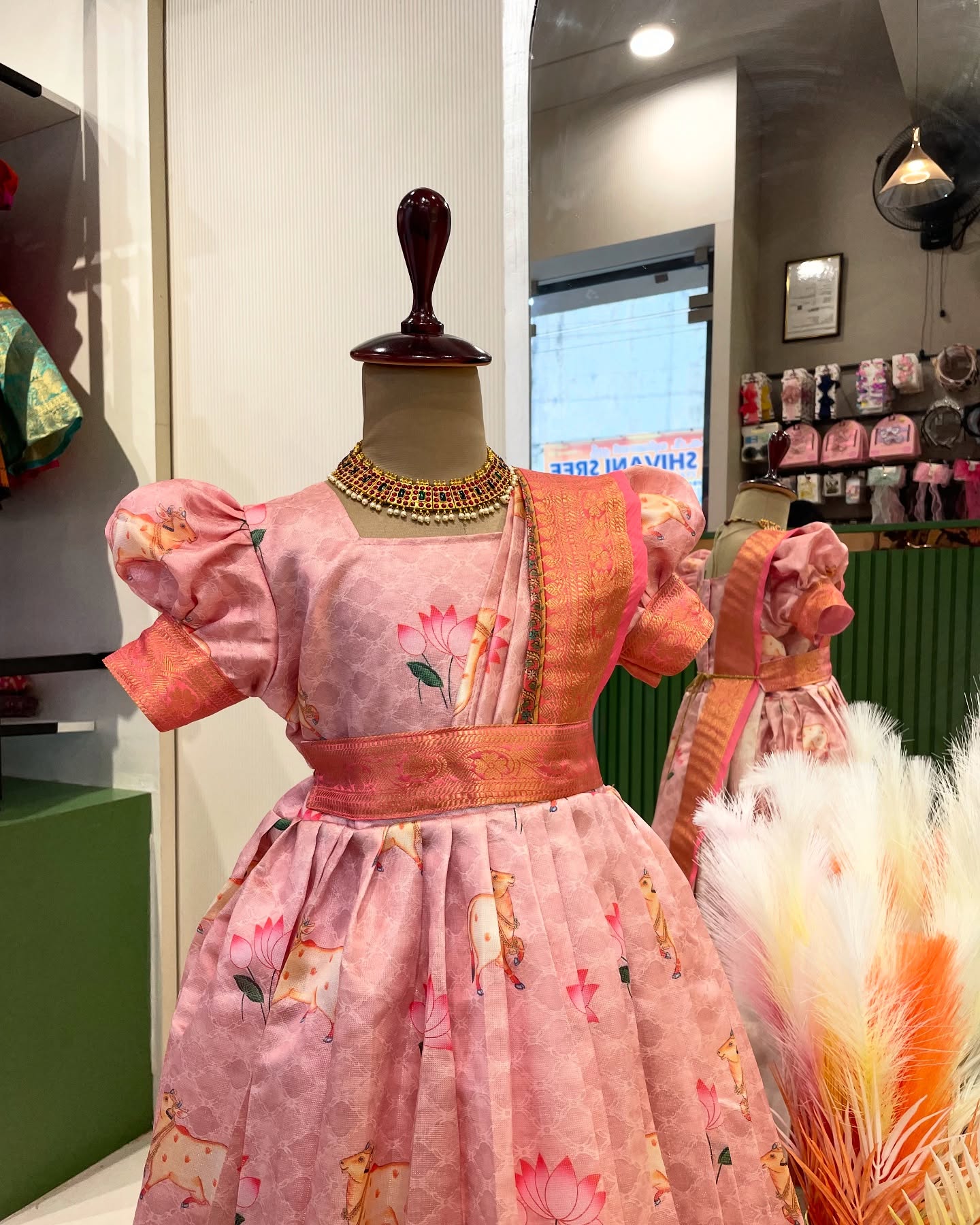 Pink Pichwai Frock with Separate Duppatta