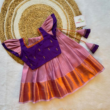 Lavender and Voilet Semi Silk Paavadai Sattai