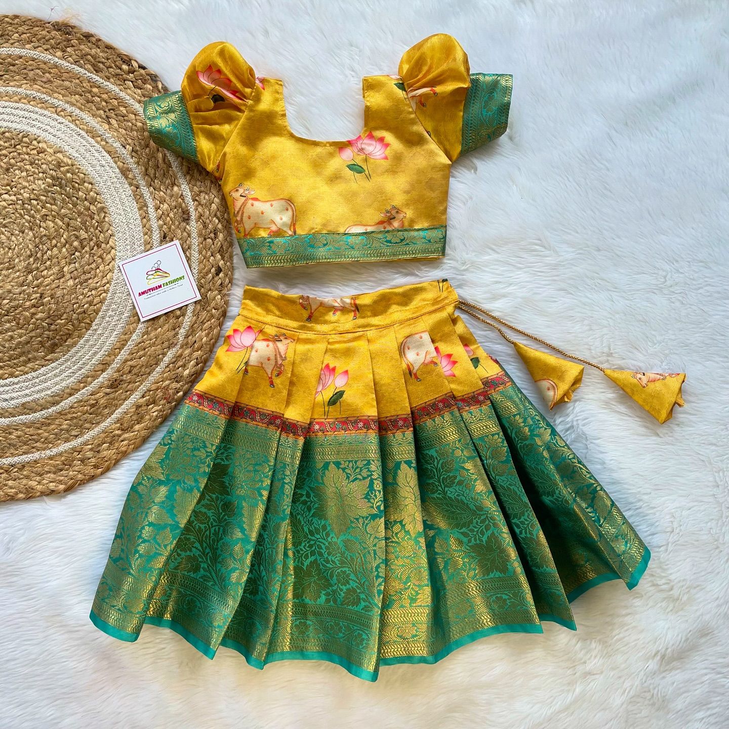 Yellow Pichwai Silk Paavadai Sattai