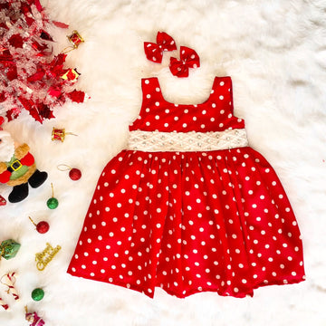 Red Polka Dotted Frock - Jingle Christmas Collections