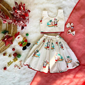 White Christmas Theme Skirt and Top - Jingle Christmas Collections