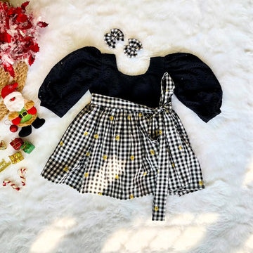 Black and White Checked Frock - Jingle Christmas Collections