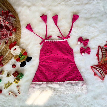 Pink Hakoba A-Line Frock - Jingle Christmas Collections