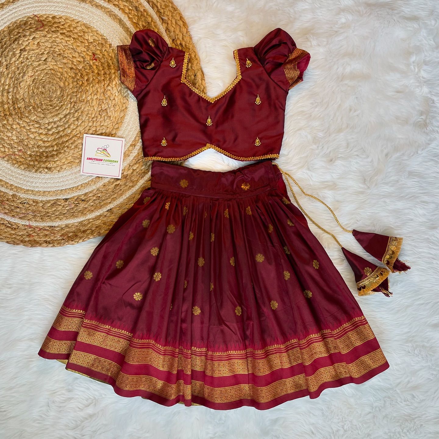 Maroon Paithani Skirt and Top