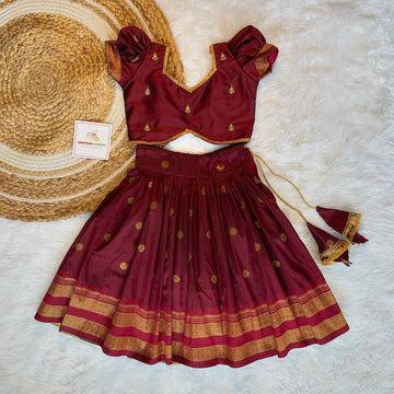 Maroon Paithani Skirt and Top