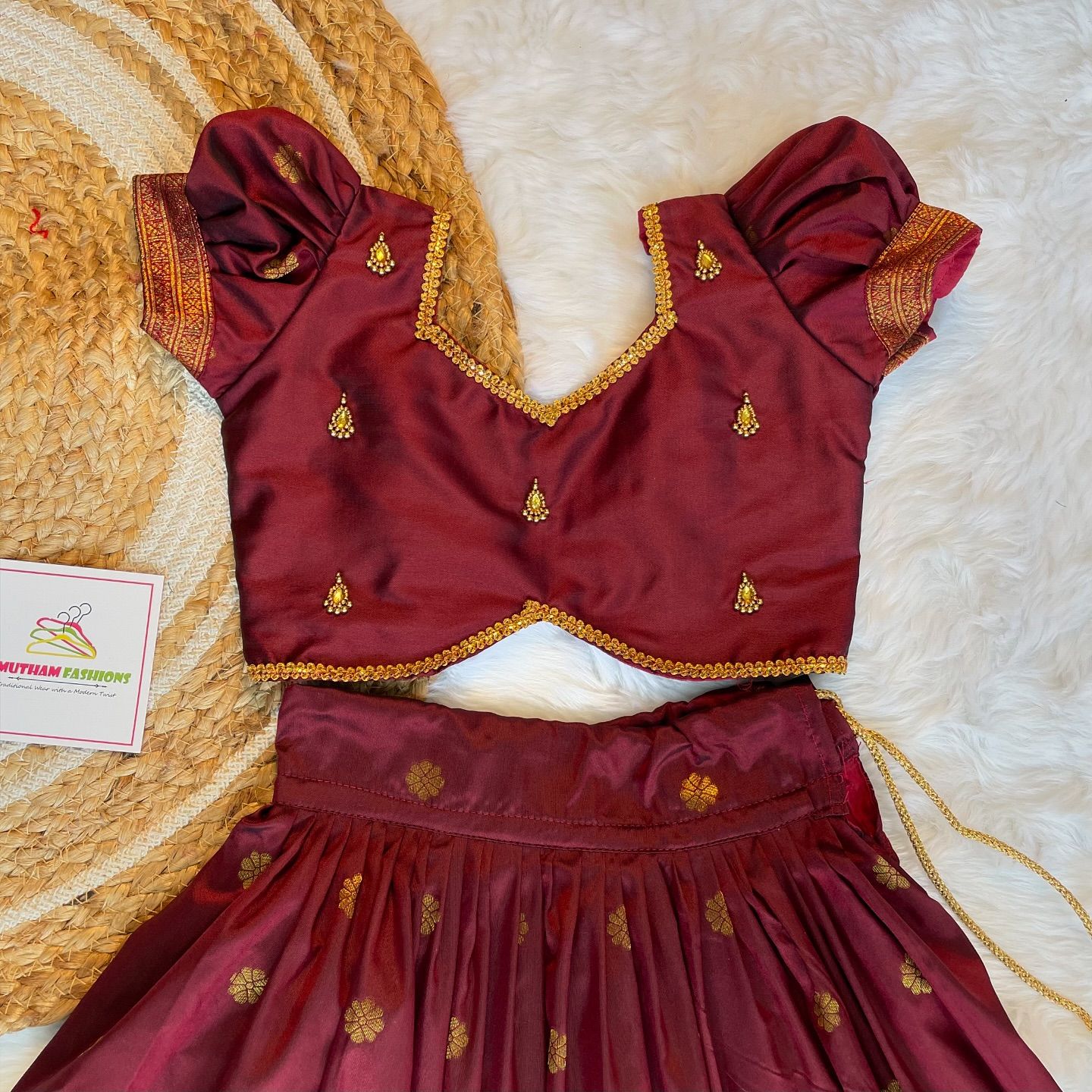 Maroon Paithani Skirt and Top