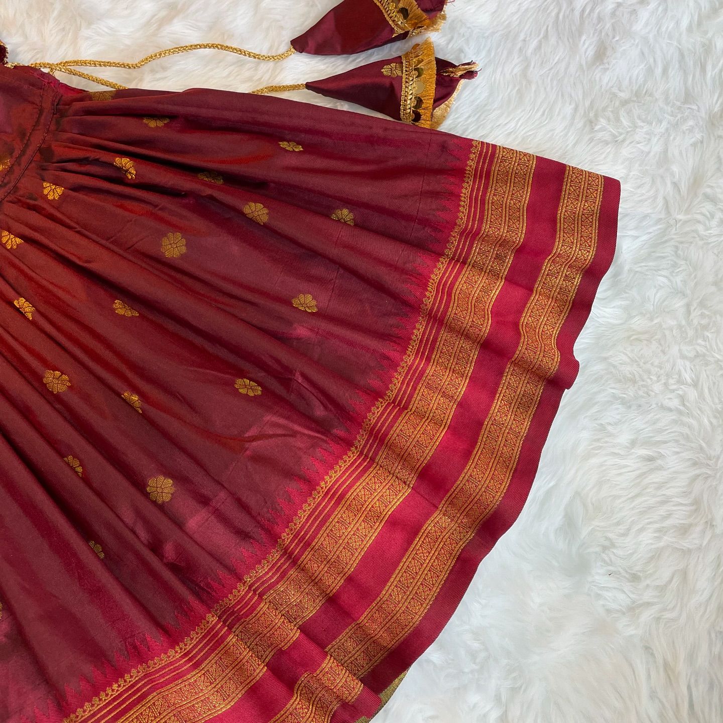 Maroon Paithani Skirt and Top