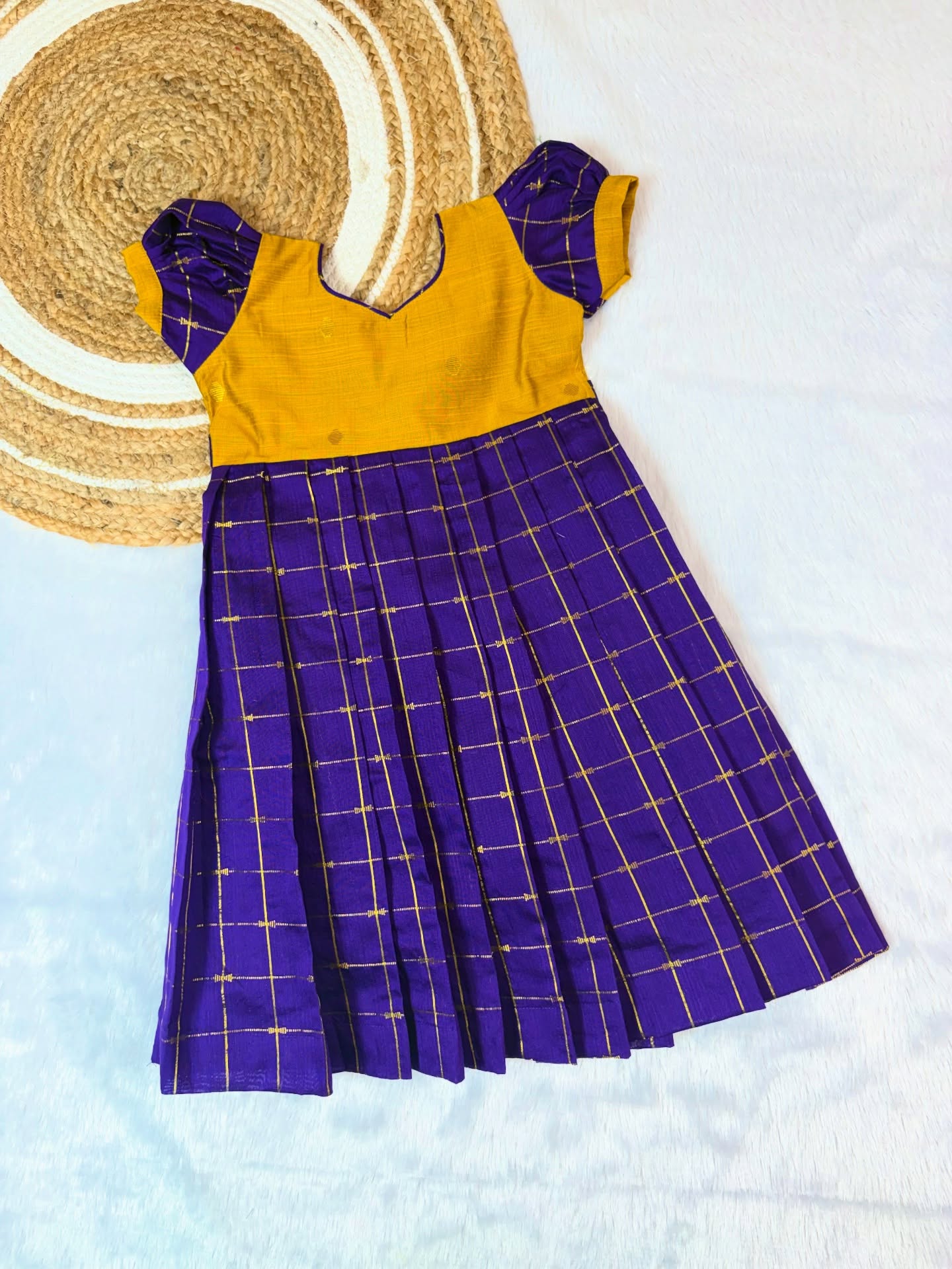 Nayam - The Vintage Collection - Mustard Yellow and Voilet Long Frock