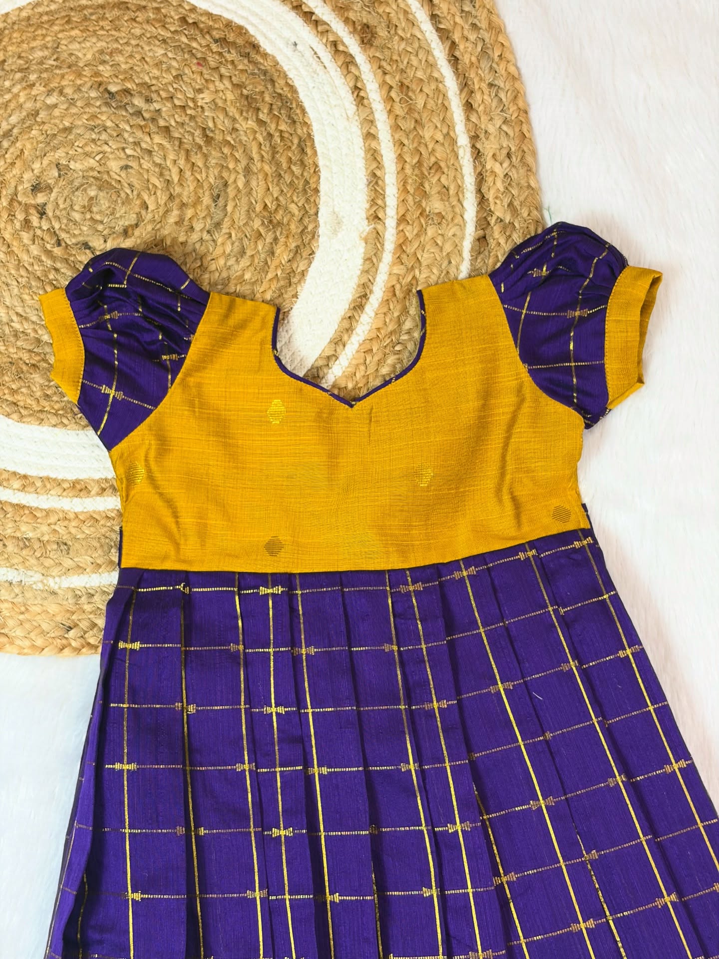 Nayam - The Vintage Collection - Mustard Yellow and Voilet Long Frock