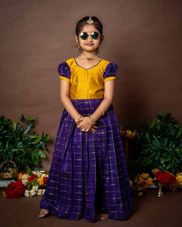 Nayam - The Vintage Collection - Mustard Yellow and Voilet Long Frock