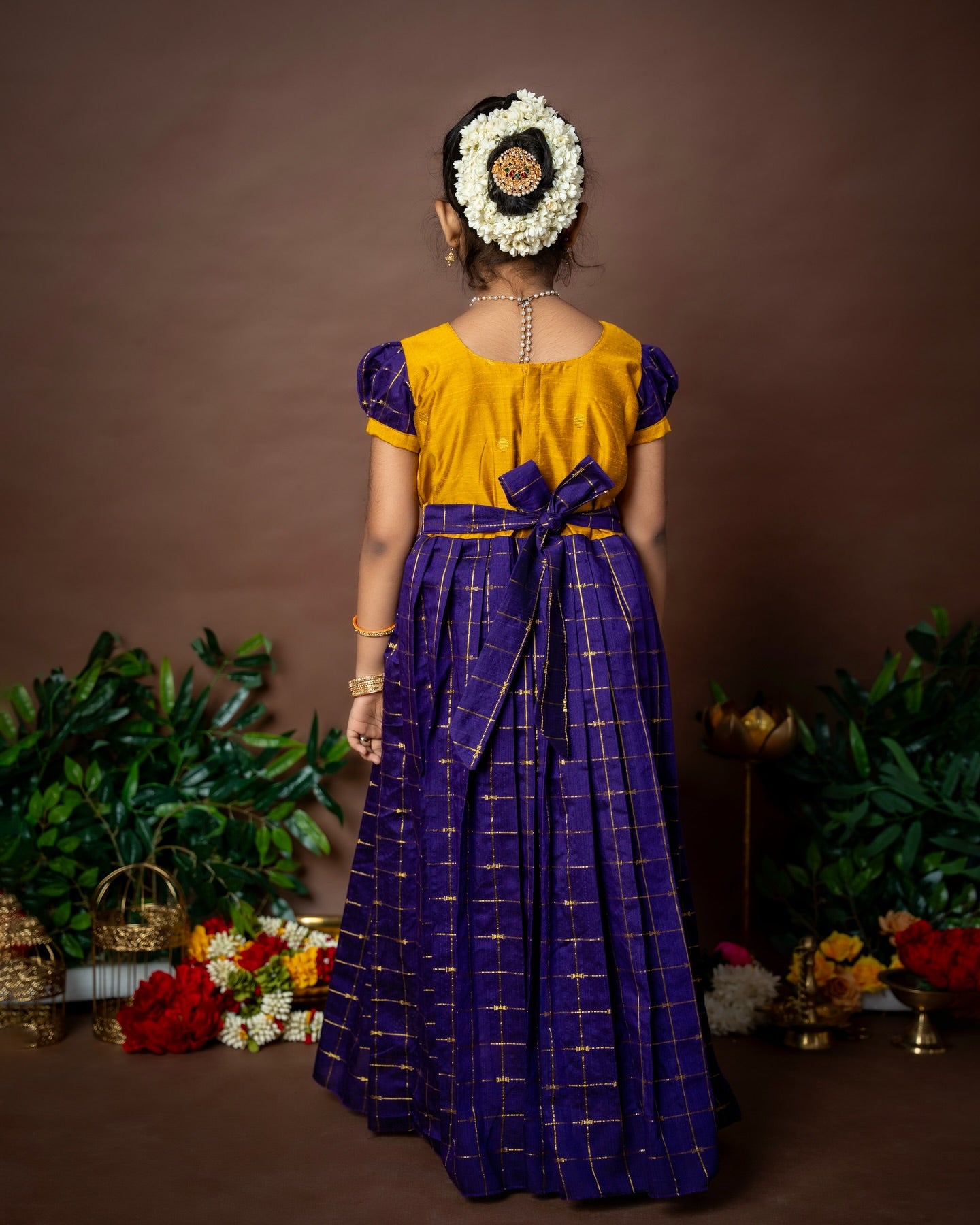 Nayam - The Vintage Collection - Mustard Yellow and Voilet Long Frock