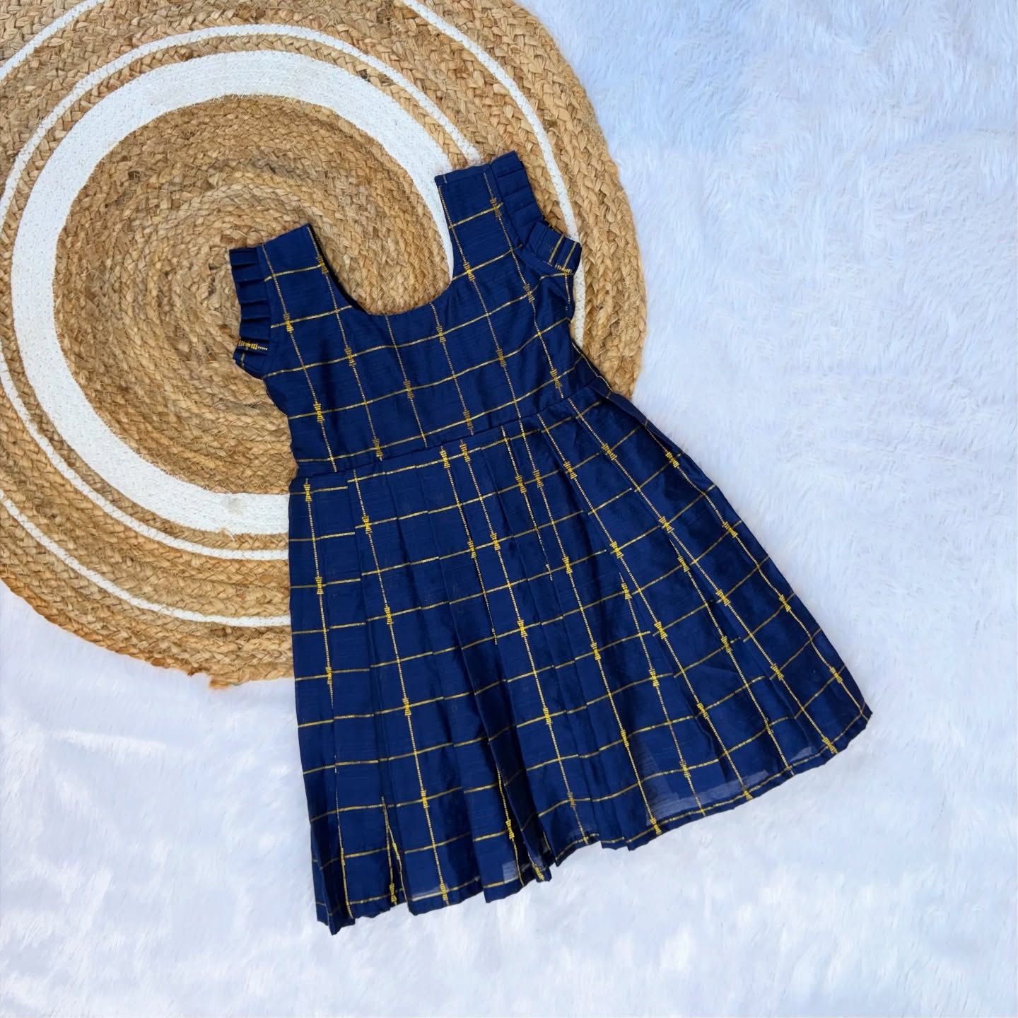 Dark Blue Luxurious Raw Silk Frock