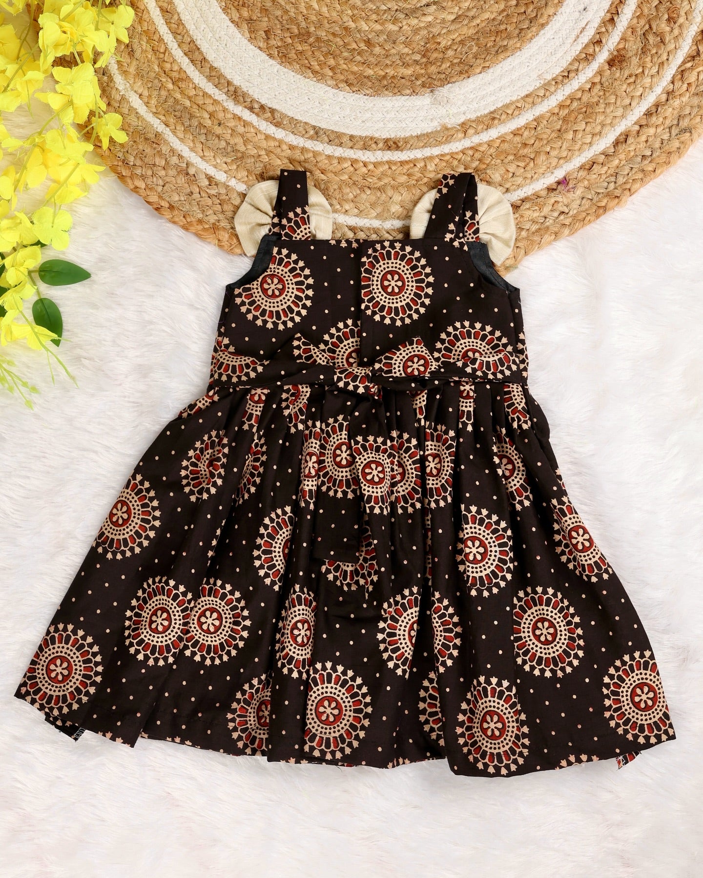 AJRAKH MANIA (BLACK) - Adorable Ajrakh Cotton Frocks for little fashionistas!
