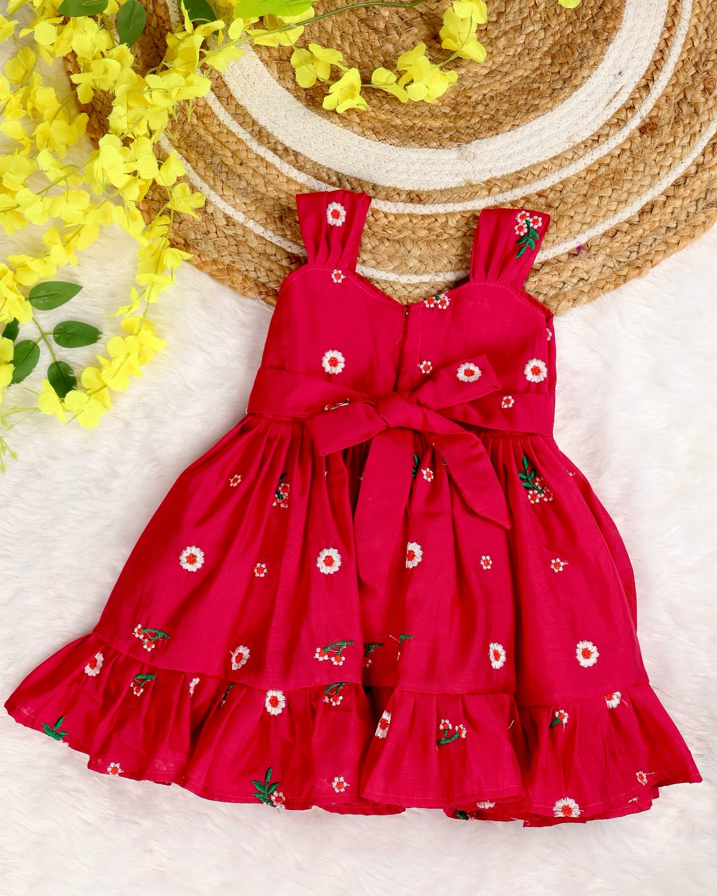 DAISY DREAM (PINK) - Premium Mul Chanderi Embroidery Cotton Frocks for Kids