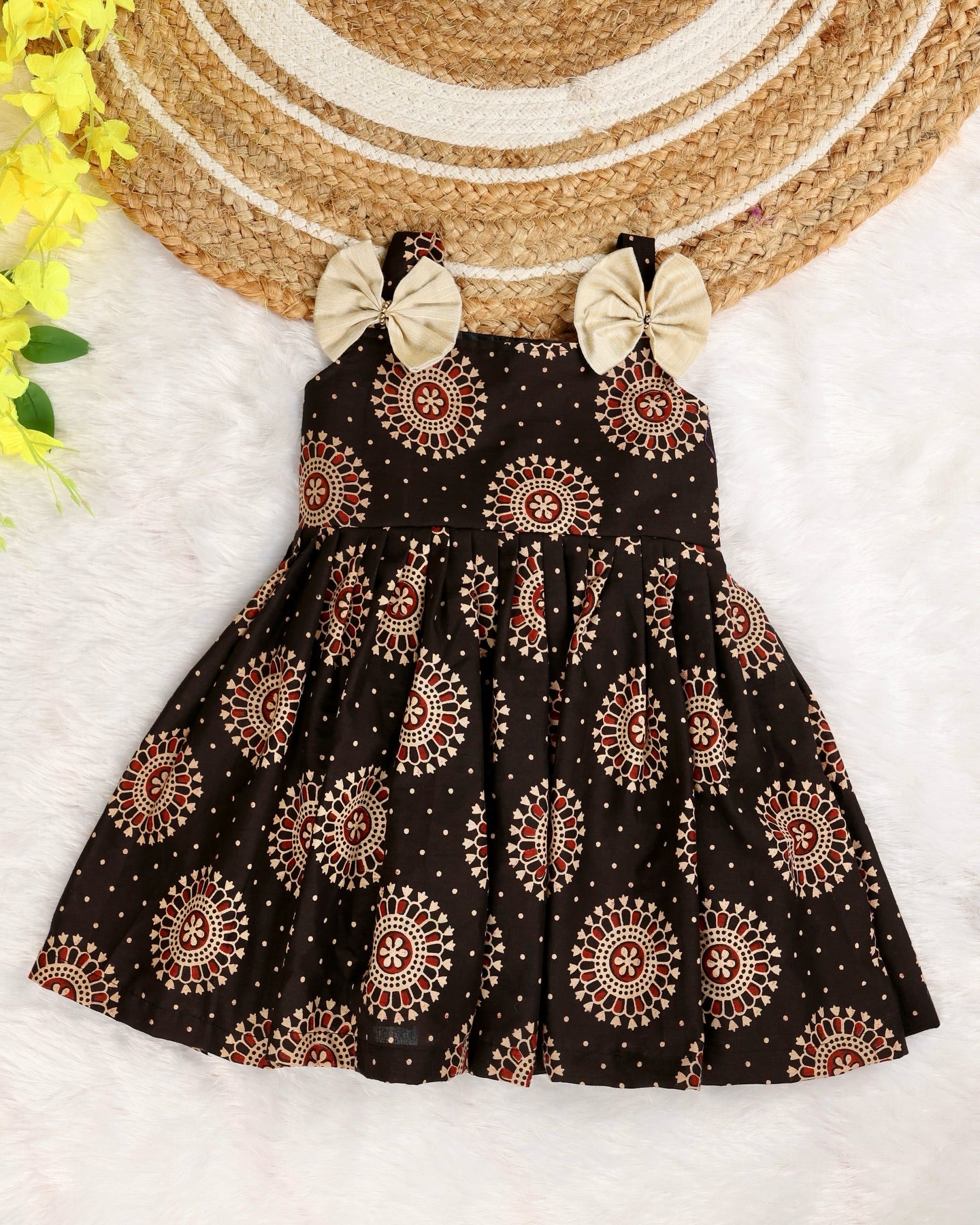 AJRAKH MANIA (BLACK) - Adorable Ajrakh Cotton Frocks for little fashionistas!
