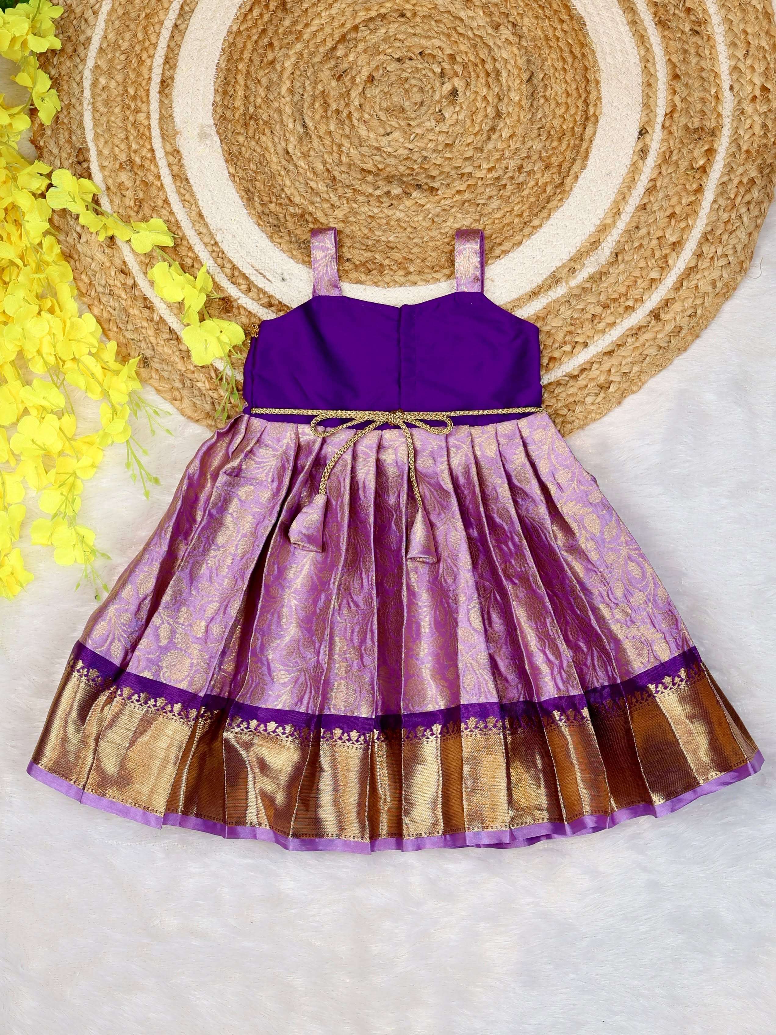 Lavender and Purple Combo Premium Ethnic Pattu Frock