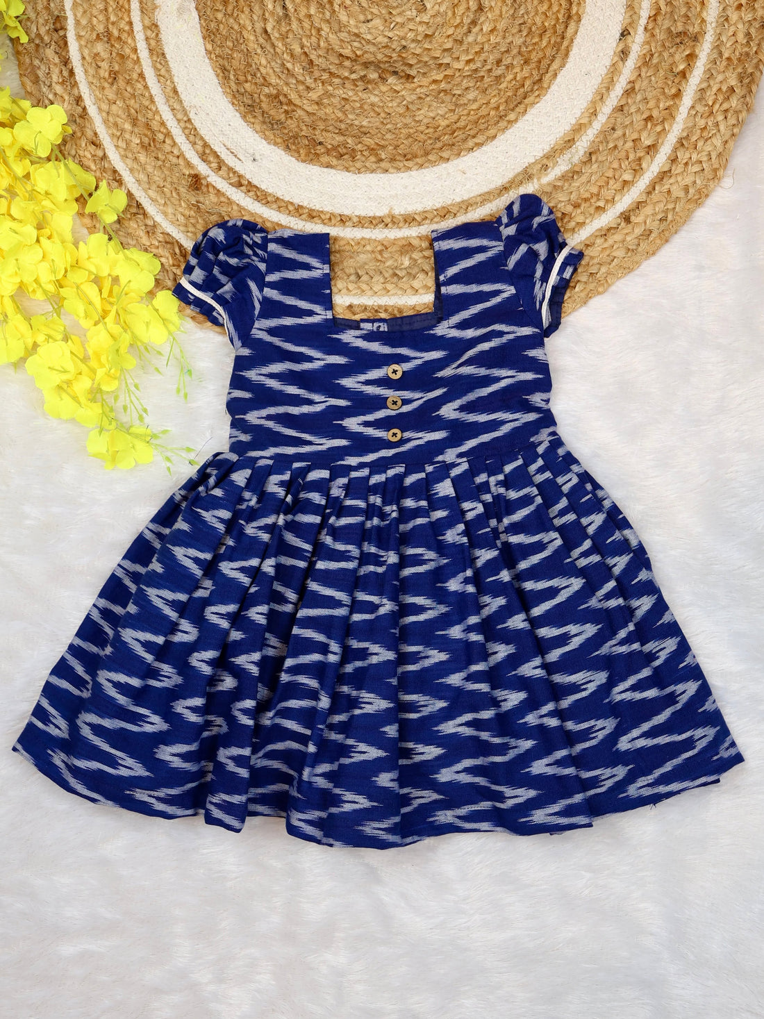 IKKAT LOOM - Soft and Breathable Ikkat Cotton Frock (Dark Blue)