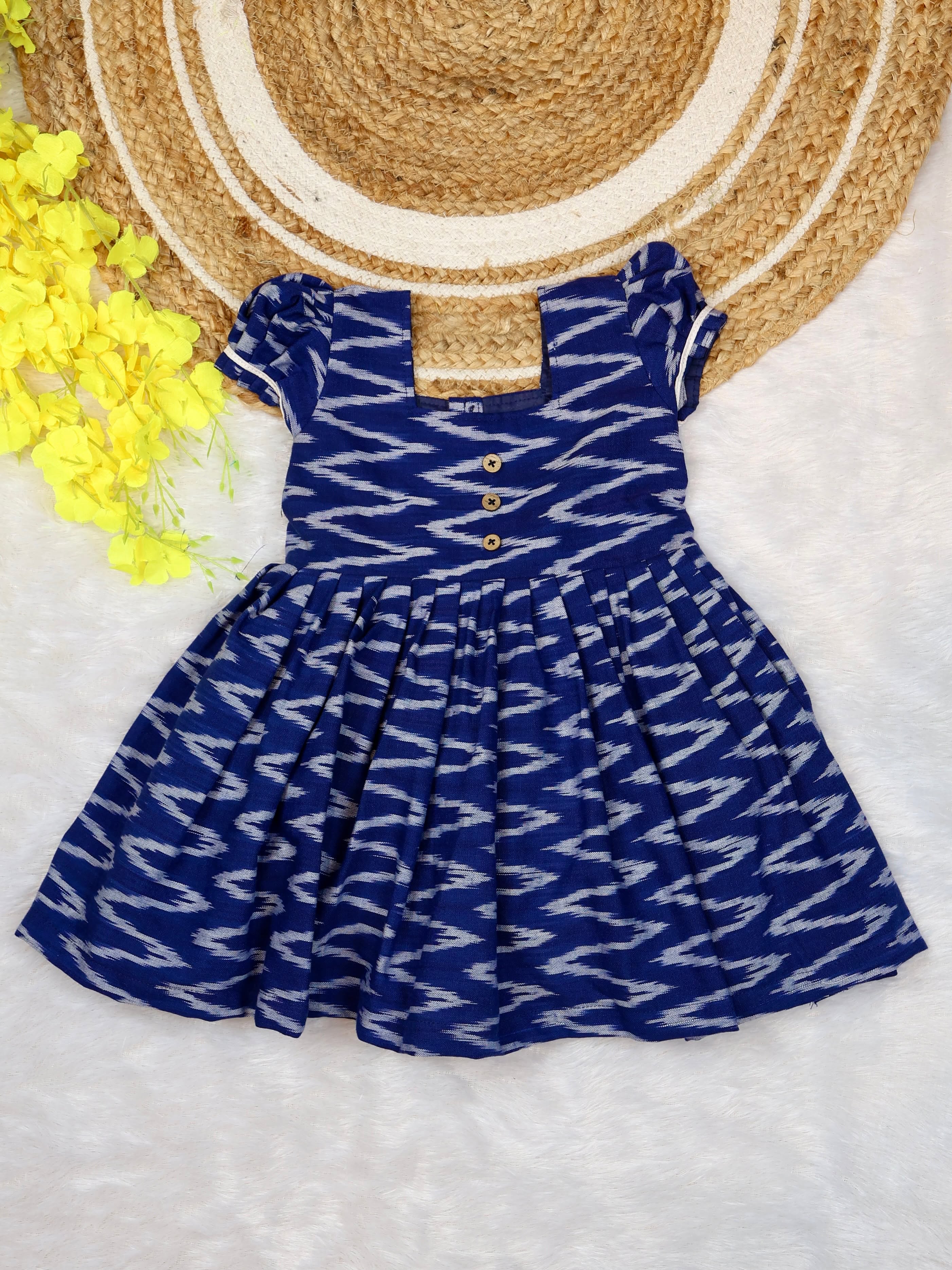 IKKAT LOOM - Soft and Breathable Ikkat Cotton Frock (Dark Blue)