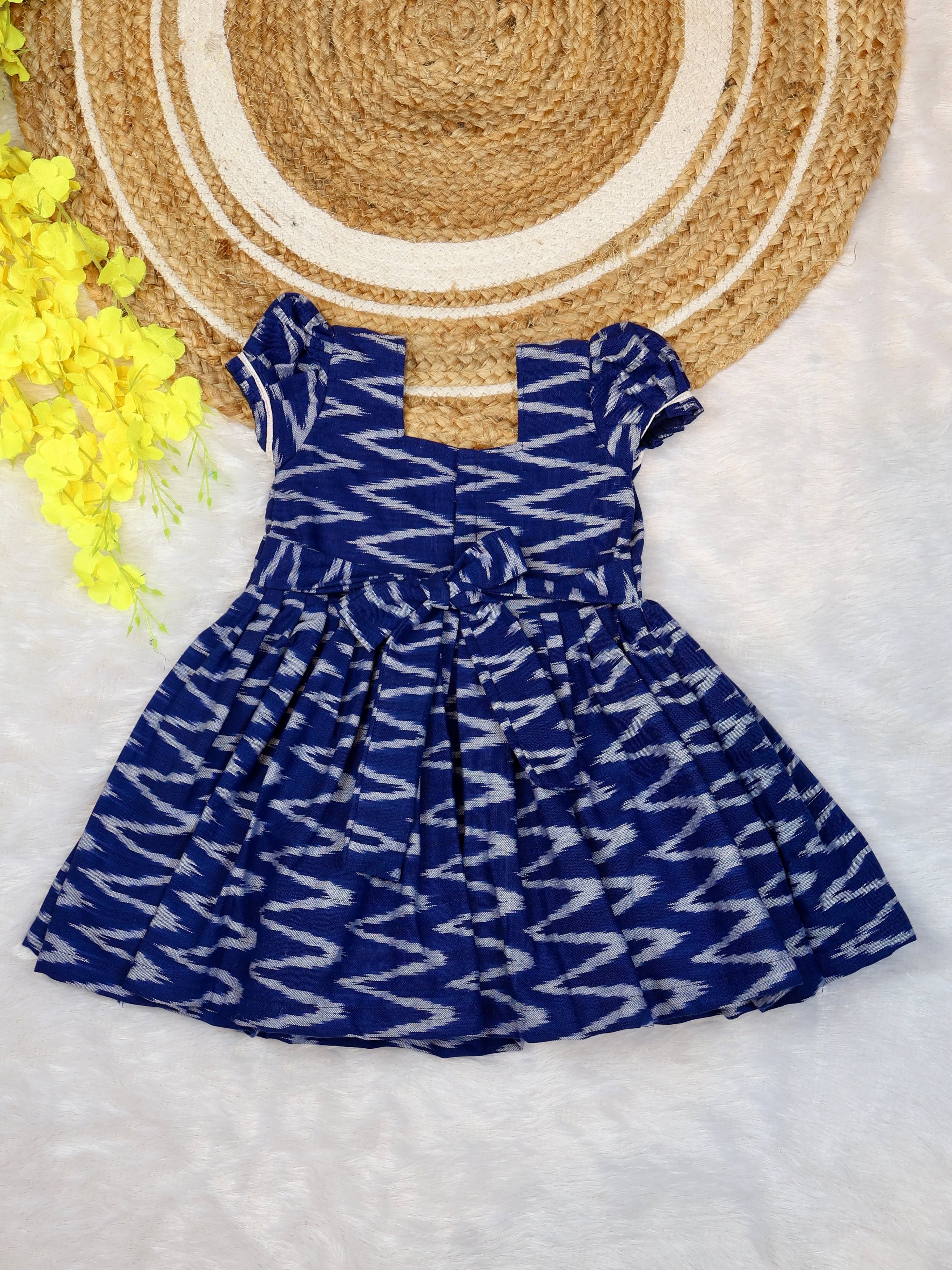 IKKAT LOOM - Soft and Breathable Ikkat Cotton Frock (Dark Blue)