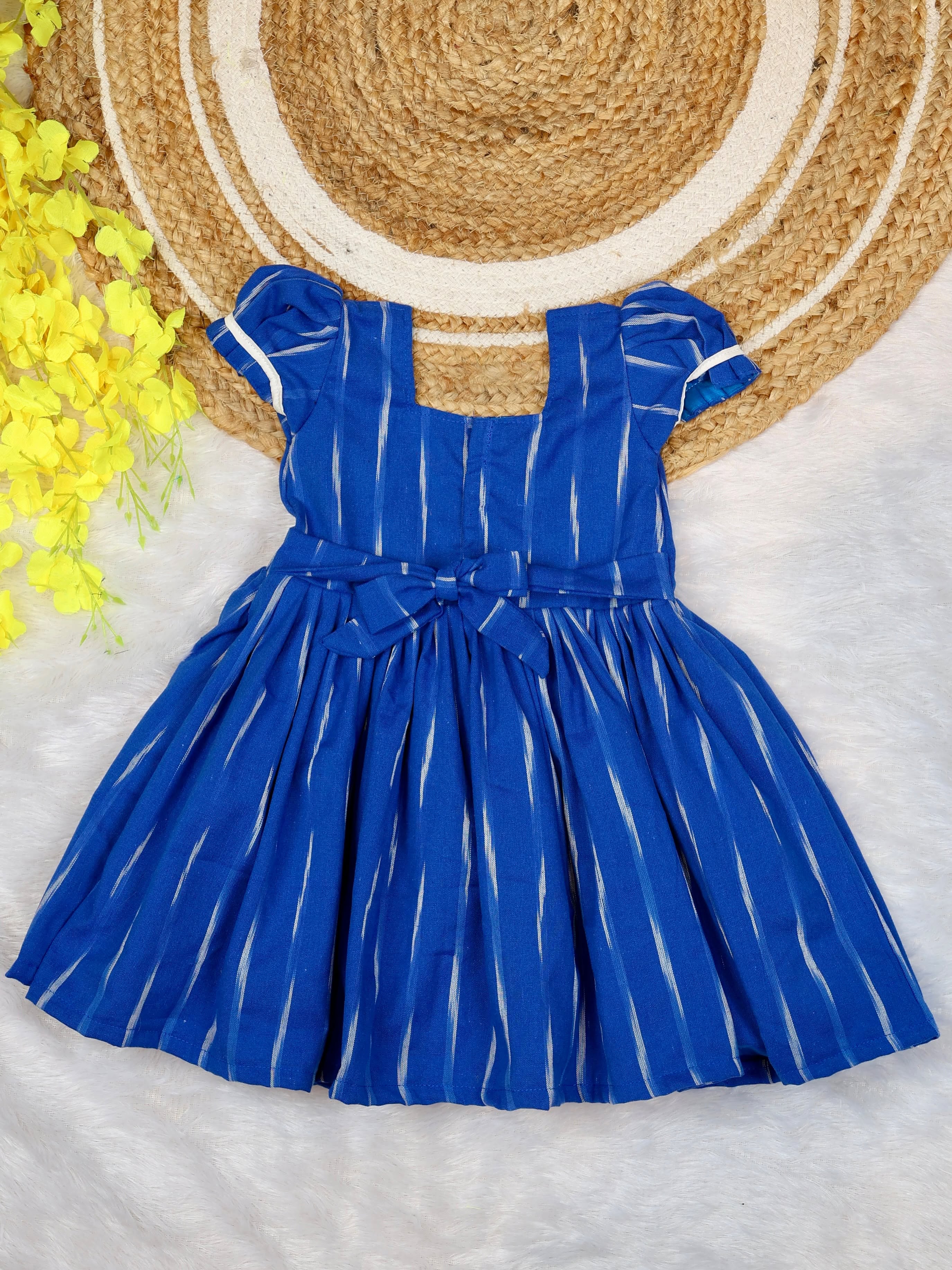 IKKAT LOOM - Soft and Breathable Ikkat Cotton Frock (Light Blue)