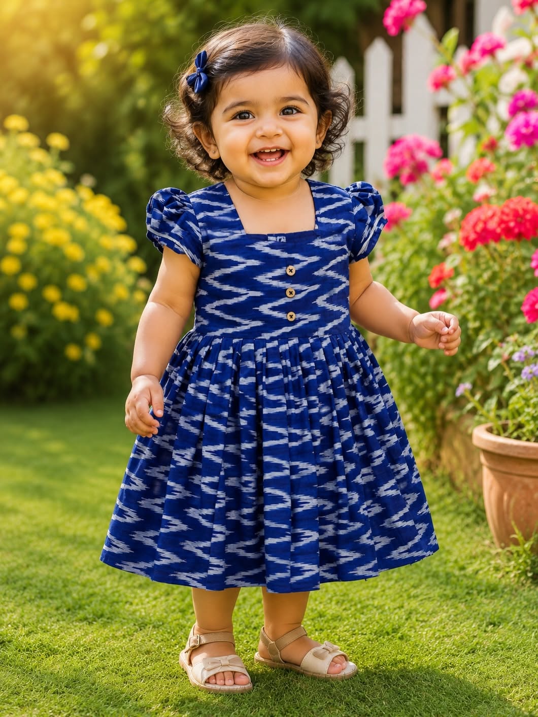 IKKAT LOOM - Soft and Breathable Ikkat Cotton Frock (Dark Blue)