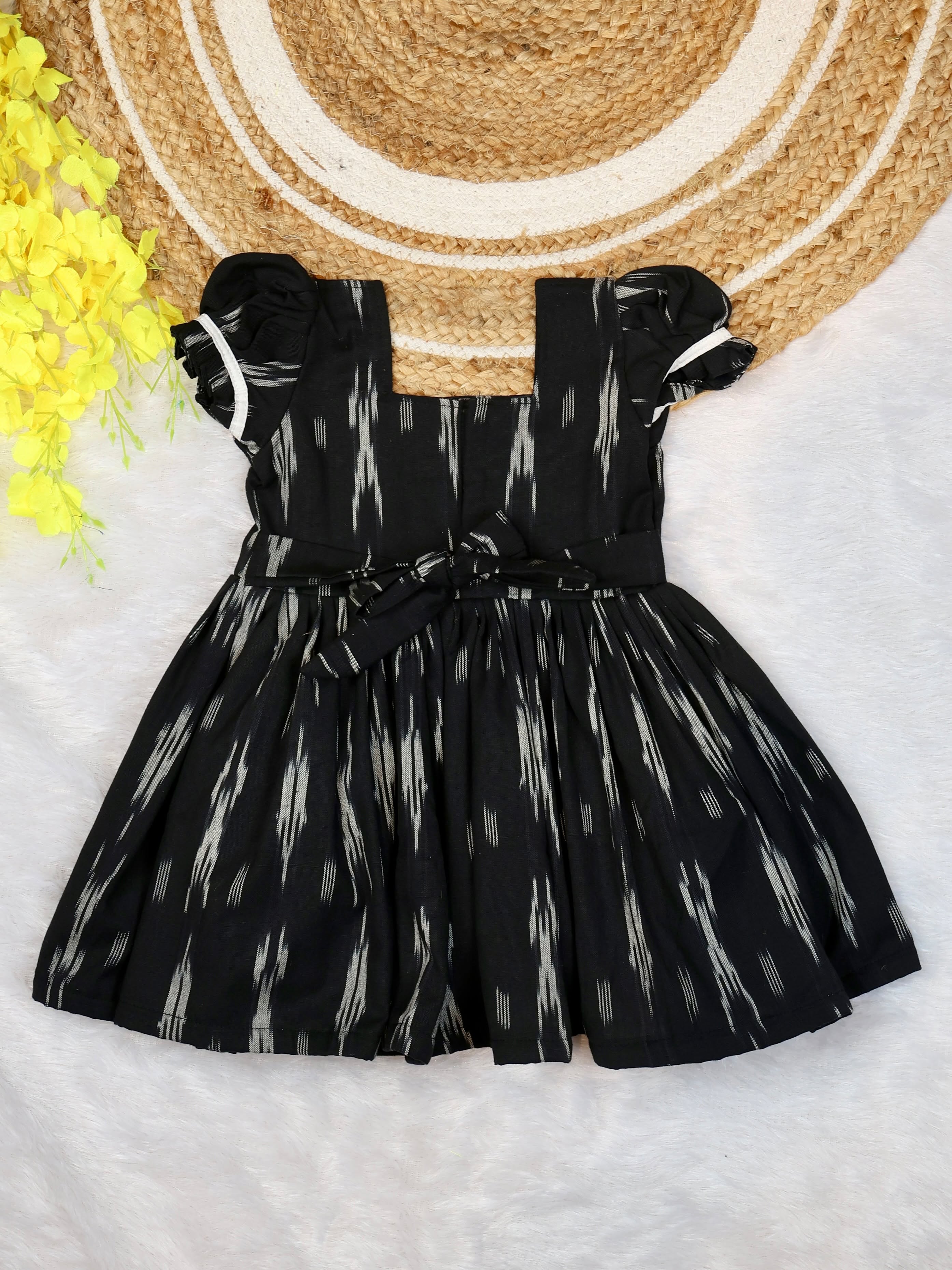 IKKAT LOOM - Soft and Breathable Ikkat Cotton Frock (Black and White)