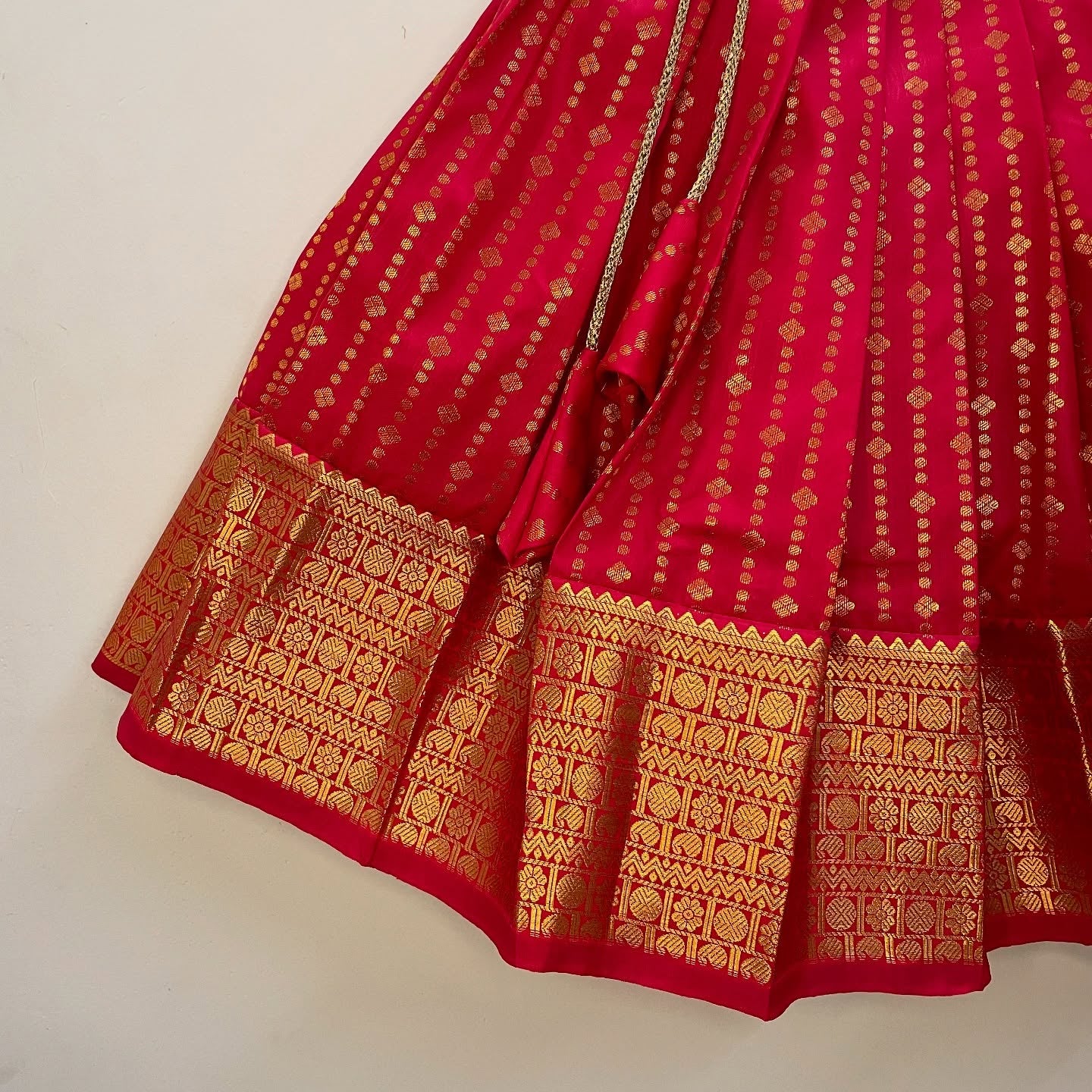 Red and Blue - Traditional Kanchipattu Paavadai and Sattai