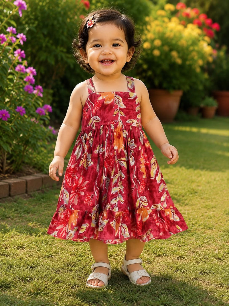 BLOOMING PINK FLORA - Jaipur Cotton Frock for Kids