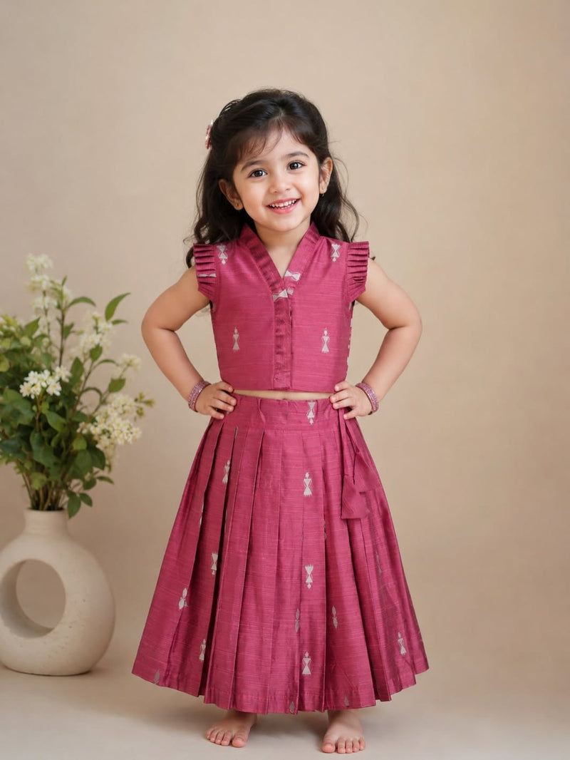 Premium Raw Silk Skirt & Top IN Onion Pink hue (KIARA) – Festive Elegance Redefined