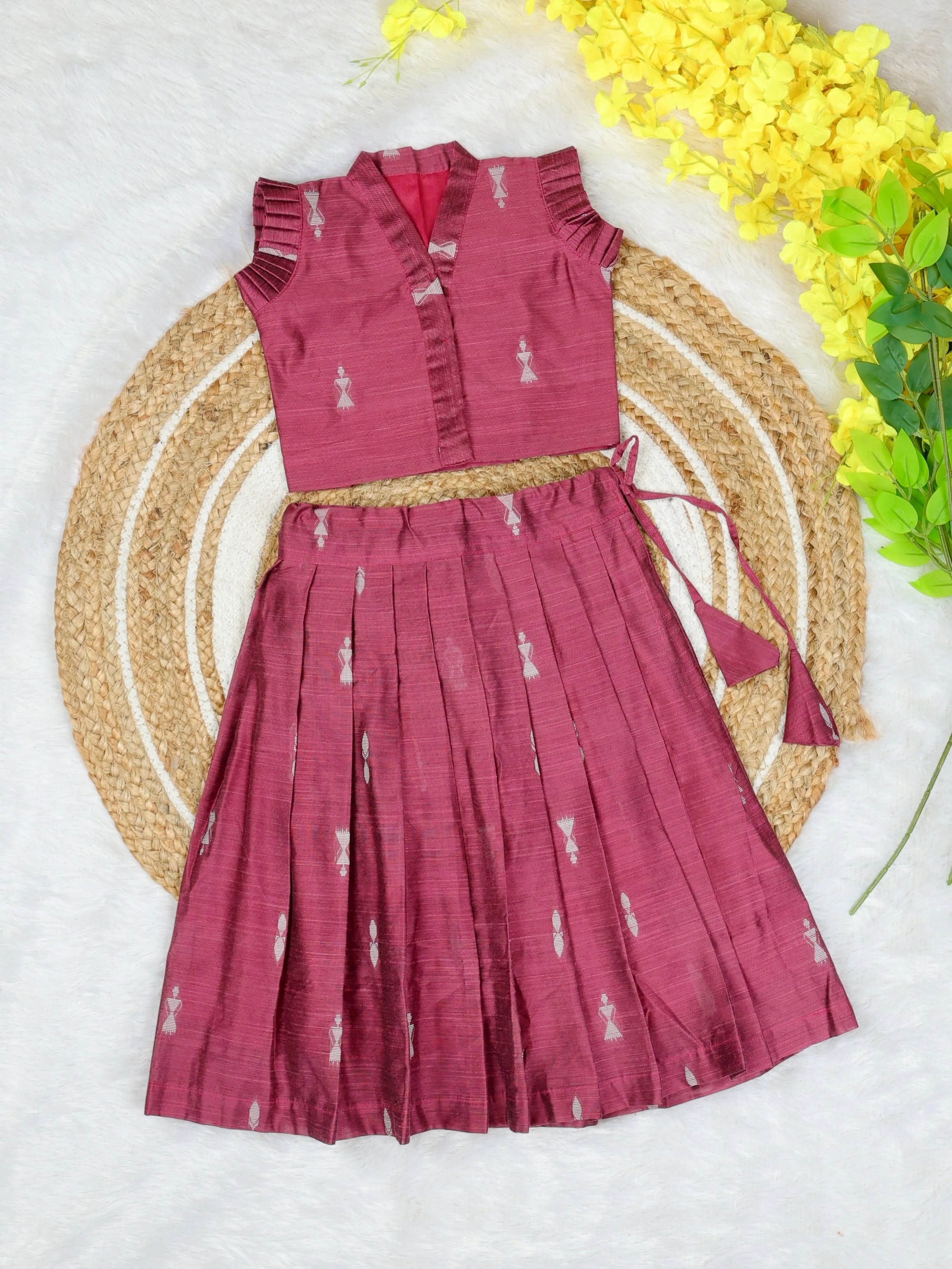 Premium Raw Silk Skirt & Top IN Onion Pink hue (KIARA) – Festive Elegance Redefined
